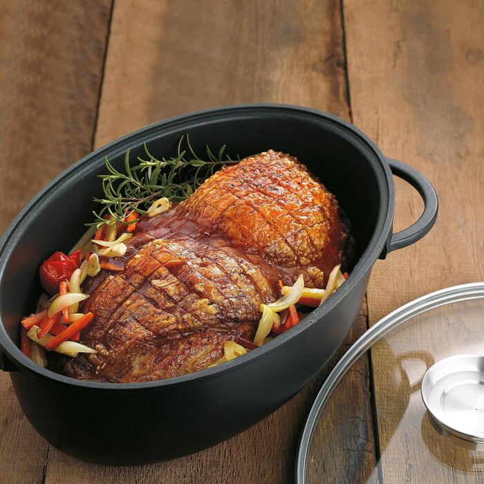 Жаровня 8 л овальна зі скляною кришкою KERROS Kela