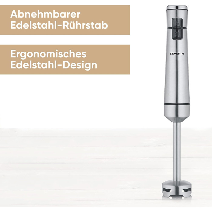 Аккумуляторный ручной блендер SEVERIN с набором премиум-класса, семный блендер, с погружным блендером, мультиизмельчителем, кувшином для блендера, толкушкой и венчиком для картофеля, черная/матовая нержавеющая сталь, SM 3775 CORDLESS, включая аксессуары п