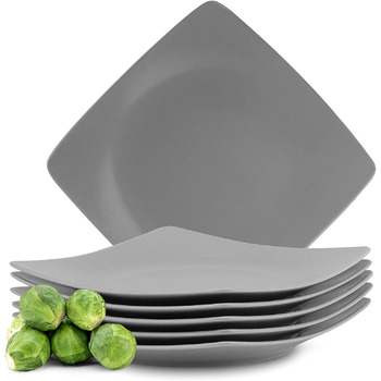 Консімо. Тарілки для сніданку на 6 персон - Набір з 6 тарілок для тортів - Керамічні десертні тарілки - EPIRI Сучасні маленькі тарілки - 221 см - Глянець (сірий)