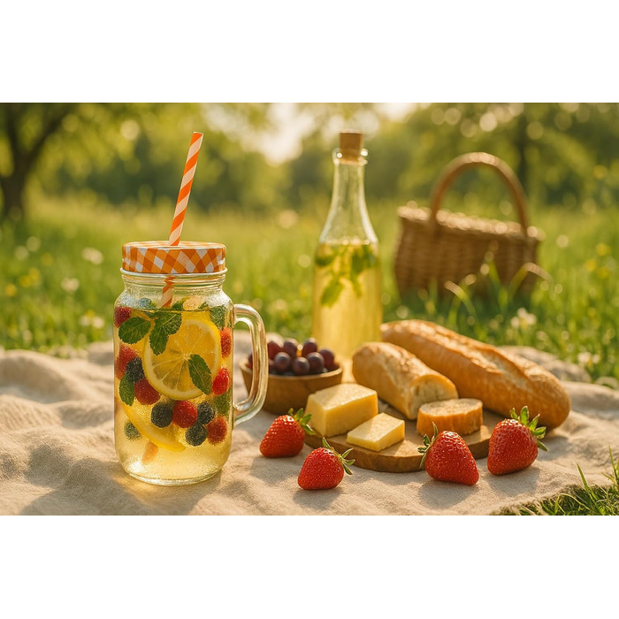 Набор из 6 стаканов для питья с крышкой 450 мл оранжевый gouveo