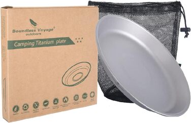 Титановая тарелка Чаша Кемпинг Набор посуды Легкая уличная кухонная утварь Портативный дорожный поднос для пикника Тарелка Чашка Прочные столовые приборы с сумкой для переноски (Ti1111T-Plate)