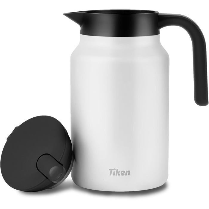 Термоглечик для кави 1,5 л з нержавіючої сталі, білий Tiken