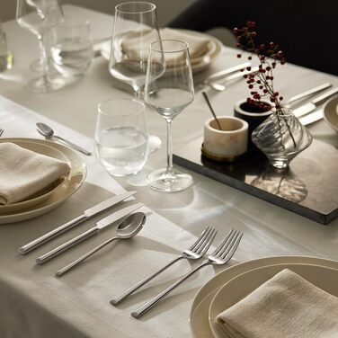 Набір столових приборів Amefa Metropole 1170 на 6 персон, столові прибори з нержавіючої сталі поліровані та нержавіючі, можна мити в посудомийній машині, столові прибори з лотком для столових приборів срібло (32 шт. и)