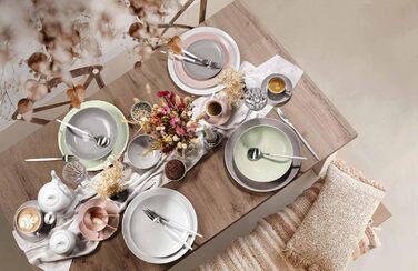 Миска для пластівців Seltmann Weiden Amina, 15 см, кругла десертна миска з ніжним рельєфним візерунком, придатна для миття в посудомийній машині та використання в мікрохвильовій печі, порцеляна, зелений (рожевий), 6 предметів (1 упаковка)