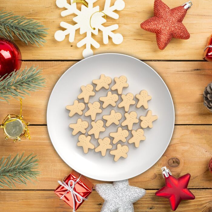 Силіконова форма для Різдва, 76 отворів, міні-ялинка та імбирне печиво, цукерки, шоколад, міні-гумова форма для випічки, печиво, пудинг, желе, ласощі для собак (імбирний чоловічок)