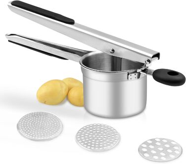 Прес для картоплі з 3 змінними ріжучими пластинами, сріблястий BSDLZCH