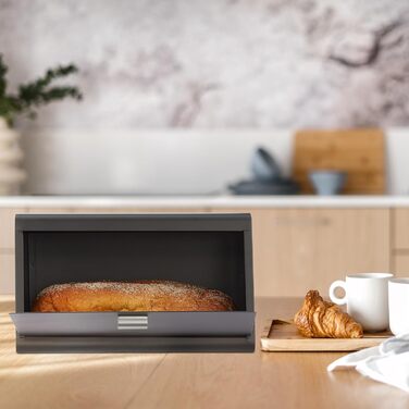 Хлібниця з нержавіючої сталі 34,5 х 23,5 х 20,5 см чорний Relaxdays