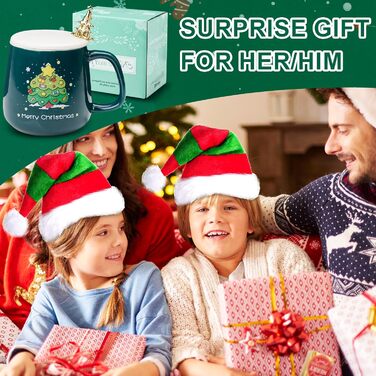 Милі кухлі Санта-Клауса ZONSUSE, кухоль з Різдвом Христовим, 3D різдвяна кружка, з ручками у формі цукерок та ложкою у формі ялинки, ідеї різдвяних подарунків для жінок і чоловіків 400 мл (A-зелений) (B-зелений)