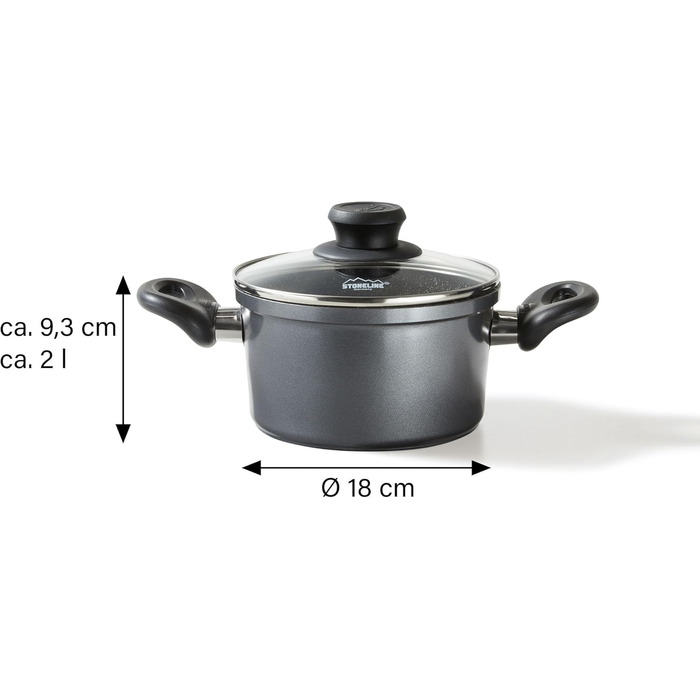 Каструля STONELINE XXL з литого алюмінію, велика, з кришкою, 7 л, антипригарне покриття зі справжніми кам&39яними частинками, індукційний посуд для всіх типів варильних поверхонь, духовка, приготування їжі без жиру та олії, сірий (18 см)