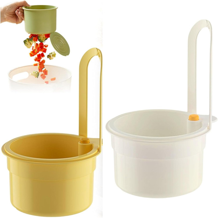 Сітчастий фільтр для раковини, фільтр для раковини, зливний кошик для раковини, органайзер для раковини, кухонне начиння, кошик для фільтра для раковини, кошик для зливу для кухні, підвісний фільтр для кухонного змішувача, (білий ) (жовто-білий, 2 шт.)