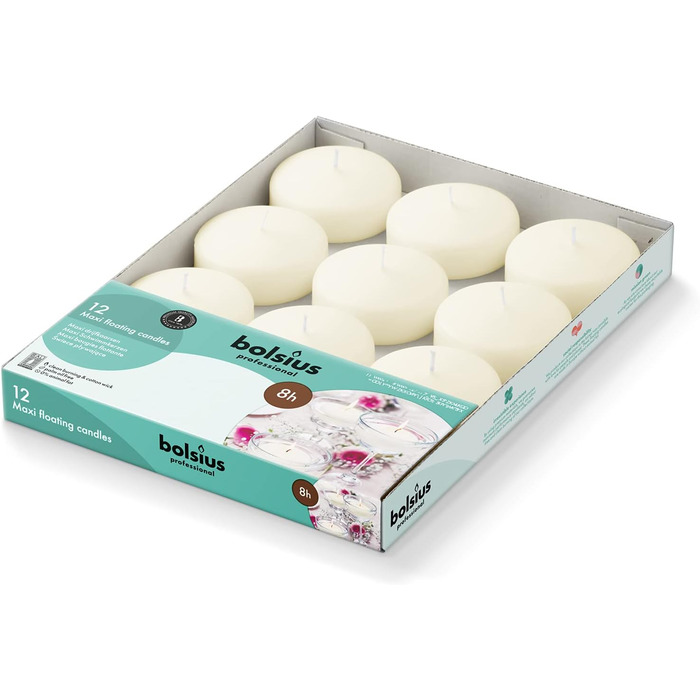 Плаваючі свічки  12 шт. час горіння 8 годин bolsius