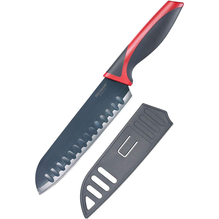 Набір ножів Westmark 5 шт. , 1 велика обробна дошка та 4 ножі, обробна дошка 37 х 25,5 см, лезо кухарського ножа/ножа для хліба по 20 см, лезо канцелярського ножа 12 см, лезо ножа для чищення овочів 8 см, 145222E6 (ніж Сантоку)