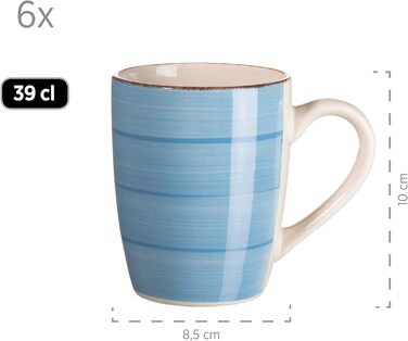 Набір вінтажного посуду з 30 предметів на 6 осіб, керамічний комбінований сервіз з ручним розписом, керамограніт, (синій)