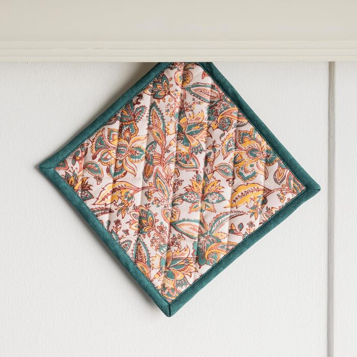 Рукавички для духовки Maison d&39 Hermine, підставки для каструль, 100 бавовна, термостійкі кухонні рукавички, рукавички для духовки (19 см x 33 см) та підставки для каструль (20 см x 20 см) для приготування їжі, Morzine - рукавички для духовки (19 x 33 с