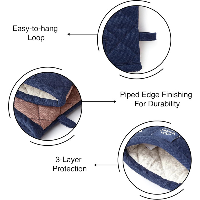 Рукавички для духовки та мікрохвильової печі Encasa Homes Extra Long (2 шт.) для кухні - Силіконові сріблясті, термостійкі - Захищають руки від гарячого обладнання - (18 x 30 см, шотландсько-блакитні)