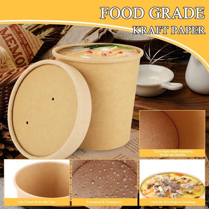 Набір паперові стаканчики для морозива 50 шт. 450 мл JMIATRY