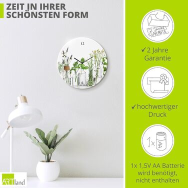 Настінний декор Настінний годинник без цокання Скло Ø 30 см Круглий Безшумні фрукти Фрукти Апельсин у воді Фрукти Сучасна їжа T5UI (Олії з травами, кварцовий годинник)