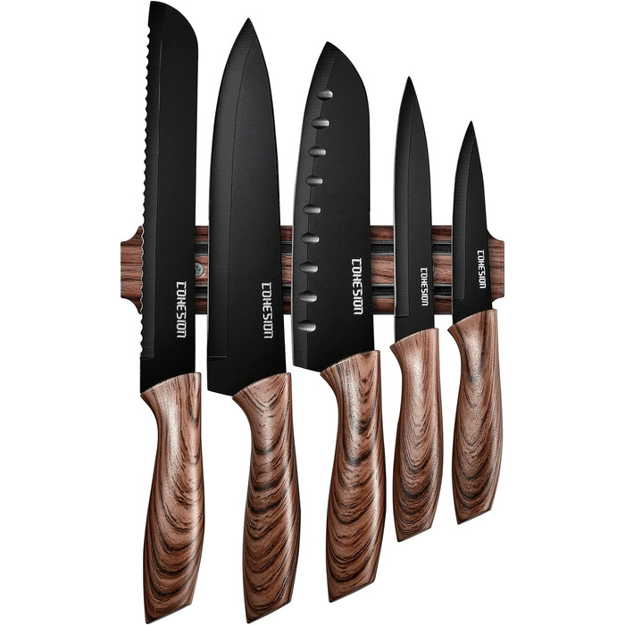 Дюймов Santoku Knife Кухонный нож Острый нож для мяса Профессионально выкованный из импортной высокоуглеродистой нержавеющей стали с красивым магнитным держателем для ножей - Метеориты (набор ножей из 5 предметов), 7