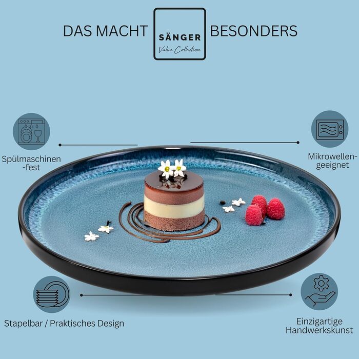 Кам&39яні миски для пасти 6 предметів, набір мисок для пасти на 6 осіб, набір мисок, придатний для миття в посудомийній машині та мікрохвильовій печі, велика багатофункціональна миска темно-сірого кольору 750 мл КОЛЕКЦІЯ VALUE (Vigo, десертні тарілки 6 пр