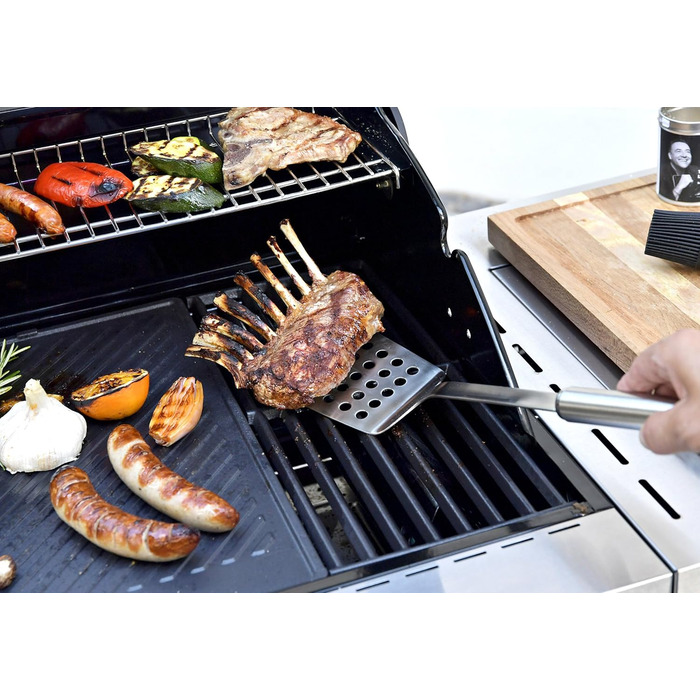 Високоякісна чавунна решітка для м&39яса та дрібних страв на грилі, брендування решітки, тарілку можна використовувати з обох боків, 45 x 24 см, для всіх моделей VIDERO з 2021 модельного року (VIDERO G3/G4 (до 2020 модельного року))