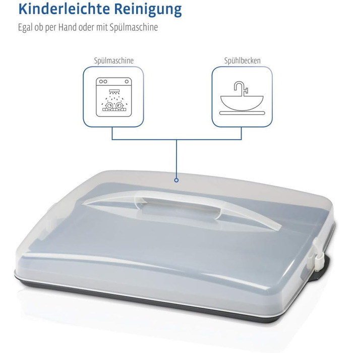 Кругла транспортувальна коробка для торта Xavax з кришкою, контейнер для торта діаметром 31,5 см, внутрішня висота 8 см, коробка для торта з пристроєм поділу шматків, антрацитова форма для торта, прозора (коробка для транспортування листкового торта)