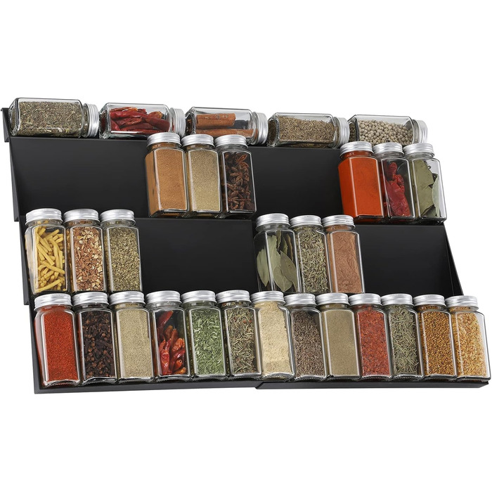 Подставка для специй на 4 уровня раздвижная, черная JESIFFY