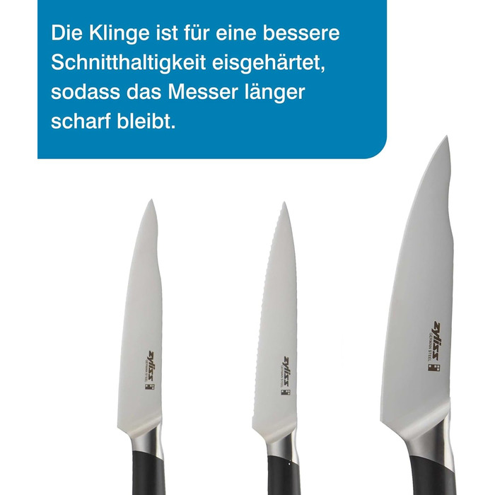 Німецька нержавіюча сталь, чорна ручка, кухонний ніж, можна мити в посудомийній машині, гарантія 25 років (набір ножів 3 шт. и), 920268 Comfort Pro