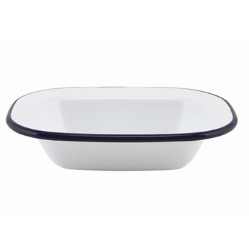 Страва емальована, 18х13, 5х4 см біла з синім обідком, GenWare