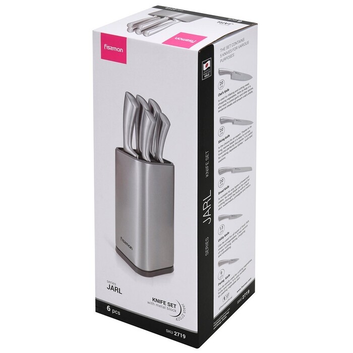 Набор ножей Fissman 6 примет JARL в металлической подставке 420J2 сталь (2719)