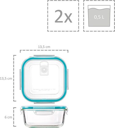 ПЕВЕЦ Ящик для хранения с крышкой 24 шт. (12 контейнеров и 12 крышек), Набор стеклянных банок для хранения, Ящики для приготовления пищи с морозильной камерой, Посуда для микроволновой печи без бисфенола А, Герметичные банки для хранения бирюзового цвета