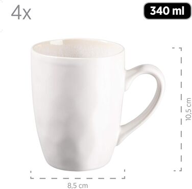 Серия MSER Frozen, Набор керамической посуды на 4 персоны, Комбинированный сервиз из 16 предметов с органическими формами, Сервиз с цветными крапинками, Керамогранит, Белый