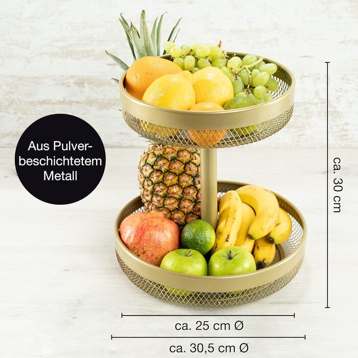 Подставка для фруктового торта Металл - Корзина с фруктами Подставка для торта - Подставка для торта с фруктовой чашей (золотая, круглая)