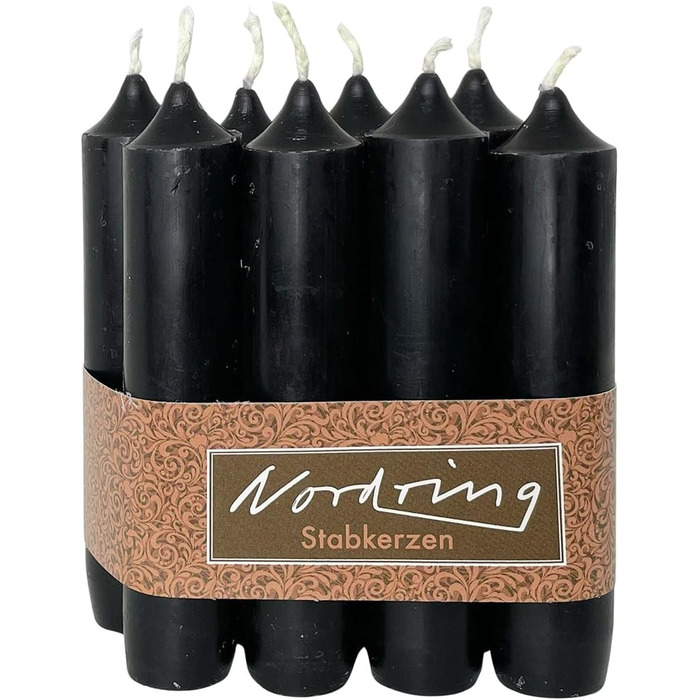 Набір з 8 конічних свічок 2,2 x 11 см, чорний Nordring