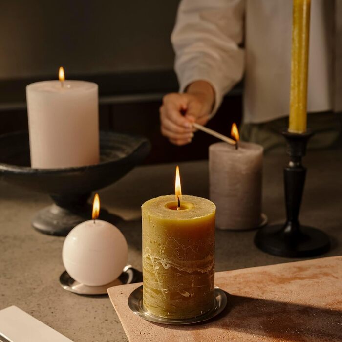 Свічки Spaas Rustic Pillar 80/110 мм 65 шт. - (Оливково-зелені)