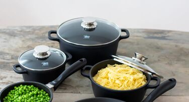 Каструля 1,3 л алюмінієва зі скляною кришкою 16 см Alucast ELO