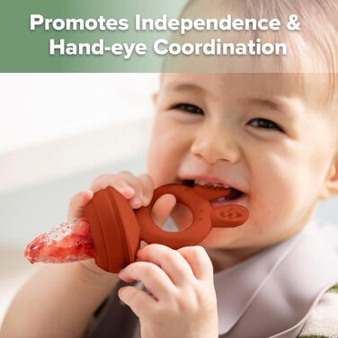 Годівниця для дитячого фруктового харчування Haakaa та міні-лоток для перекусів у морозильній камері, форми для морозива без бісфенолу А для безпечного самостійного годування немовлят, від 4 місяців (горохово-зелений) (червоний)