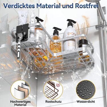 Набір кутових полиць для душу, 3 предмети, сріблястий YASONIC