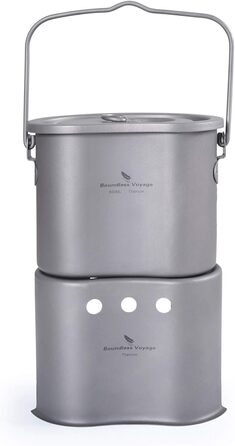 Відкрита титанова складна міні-дров'яна піч з кемпінговим горщиком 2-в-1  Ti1513B Boundless Voyage