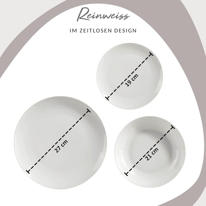 Набір порцелянового посуду на 12 персон, 86 предметів, білий New Port Sänger