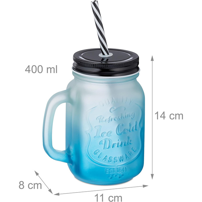 Стаканы для напитков с крышкой и трубочкой 400 мл Relaxdays