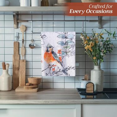 Набір із 3 багатоцільових кухонних рушників Барних рушників День подяки/Різдво (50 см x 70 см) (27 - Білуватий шеббі-шик, 50 x 70 см (набір із 3 шт.)), 39 Hermine Noel