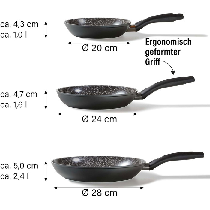Набір сковорідок Ø 20/24/28 см STONELINE
