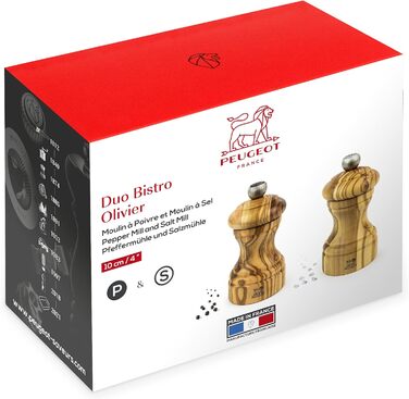 Набір млинів Peugeot Bistro Перець/Сіль, Класичне регулювання помелу, Висота 10 см, Дерево, 2/24291 (Оливкове дерево)