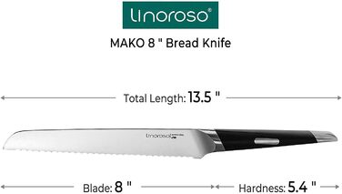 Кухонный нож Острый нож для мяса Профессионально выкованный из импортной высокоуглеродистой нержавеющей стали с красивым магнитным держателем для ножей - Метеорит (8-дюймовый хлебный нож), 7 Santoku Knife