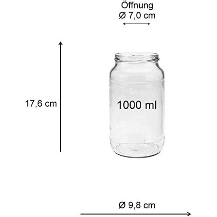 Набор банок 1 л с винтовой крышкой, 6 предметов, серебристый mikken