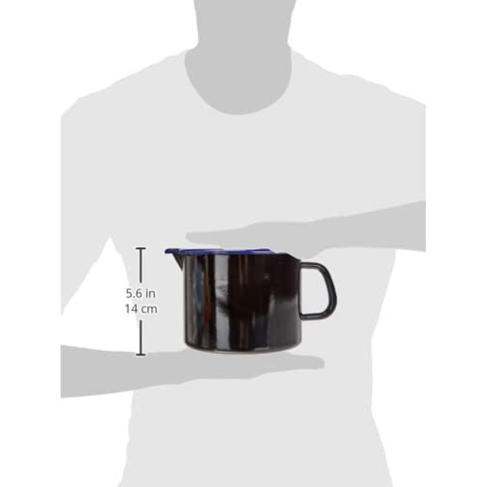 Горщик для дзьоба чорно-синій 16, CLASSIC - HOTEL PROFI ЧОРНИЙ/СИНІЙ, діаметр 16 см, висота 13,0 см, ємність 2,0 л, емаль, глечик, каструля для молока з носиком, індукційна, 0054-025