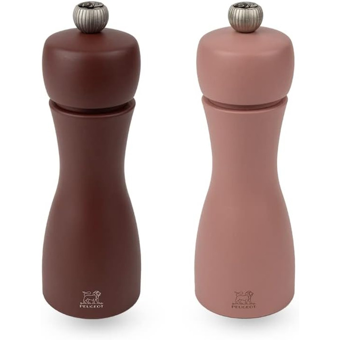 Млин для перцю Соляний млин Вода Таїті 15 см Перець і кам'яна сіль - Класичне регулювання помелу - Виготовлено з деревини, сертифікованої PEFC - Французьке ноу-хау - Moss & Mint Green (темно-бордовий, какао та лісовий горіх)