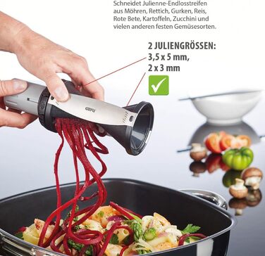 Набір кухонних помічників спіральний різак GEFU SPIRELLI та ніж для овочів SENSO - Спіральний різак для приготування овочевих спагетті та цудлів (Spirelli 2.0 та ніж)