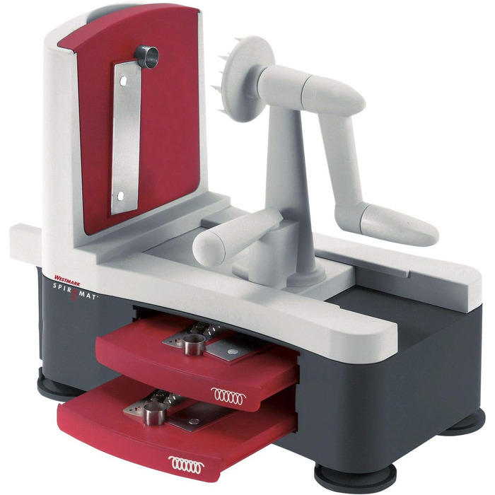 Ручний спіральний різак для овочів Westmark з 2 ріжучими конусами та фіксатором, нержавіюча сталь/пластик, антрацит/червоний, 11622260 (Spiromat)