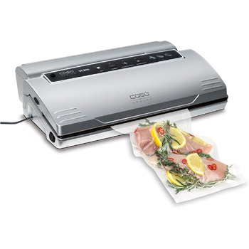 Вакуумний пакувальник CASO VC200 - вакуумний пакувальник, їжа залишається свіжою до 8 разів довше, подвійний зварний шов, включаючи коробку з фольги та різак, включаючи 2 професійні рулони фольги та шланг для вакуумних контейнерів Стандарт